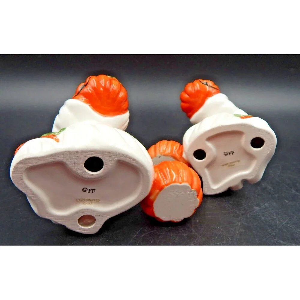 Fitz Floyd Ghost Candlestick Holders Pair Candles Halloween Fall Pumpkin 1996